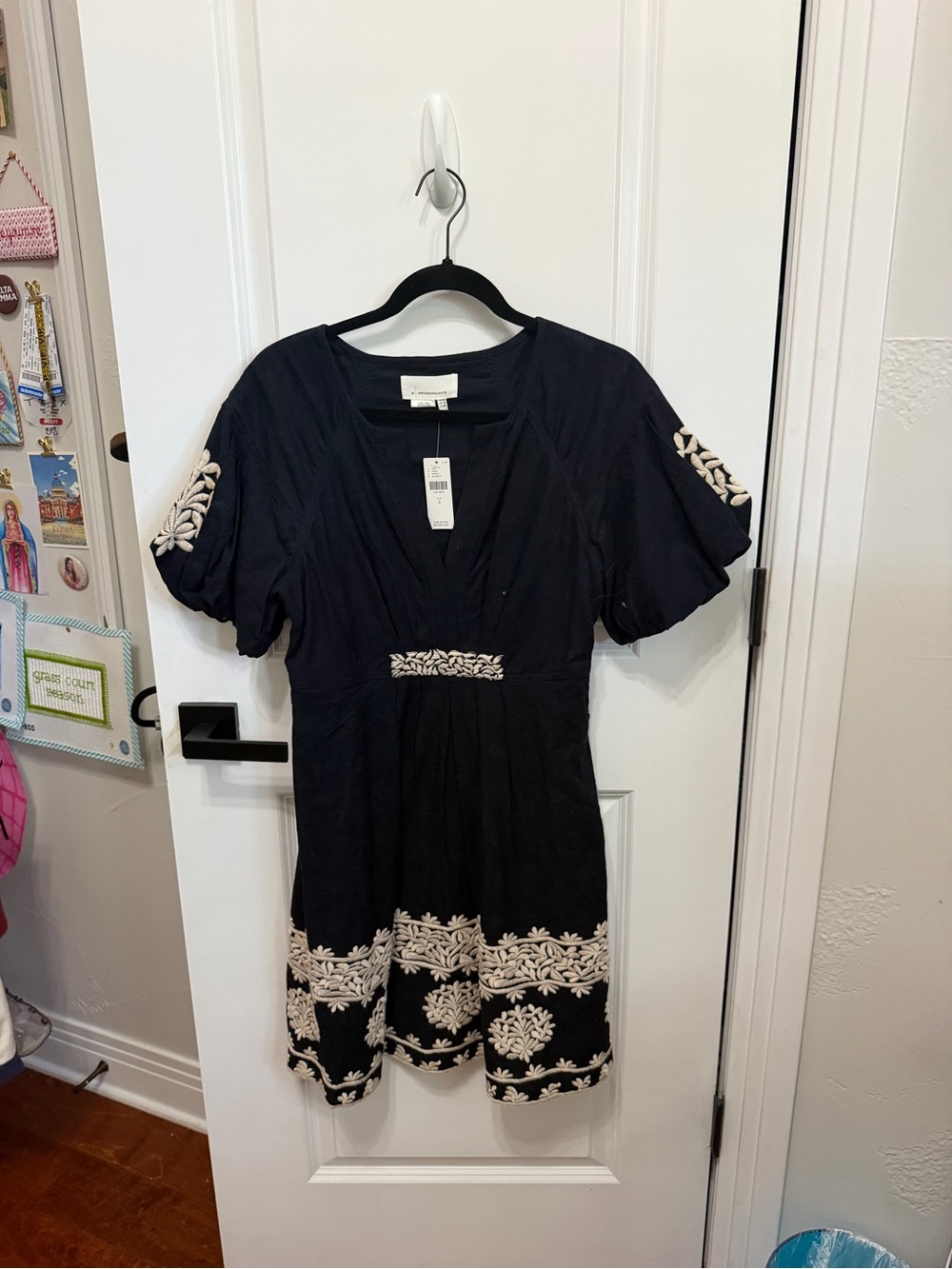 Women’s ' Navy Dress with Cream Embroidery